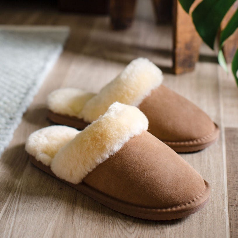 Ladies 'Daisy' Sheepskin Slipper Mule - Chestnut