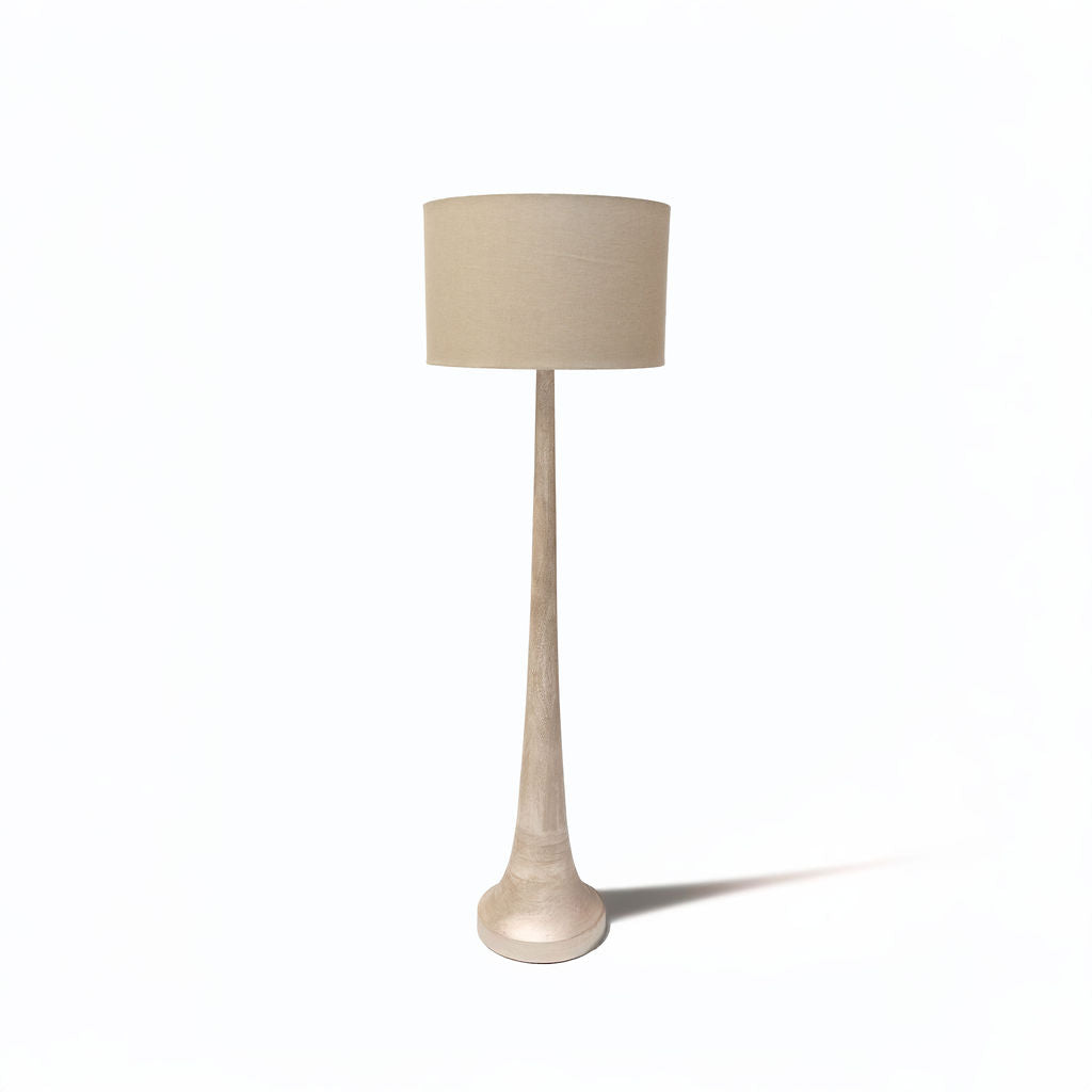 Backwell Sandblasted Floor Lamp, with Cream Linen Shade