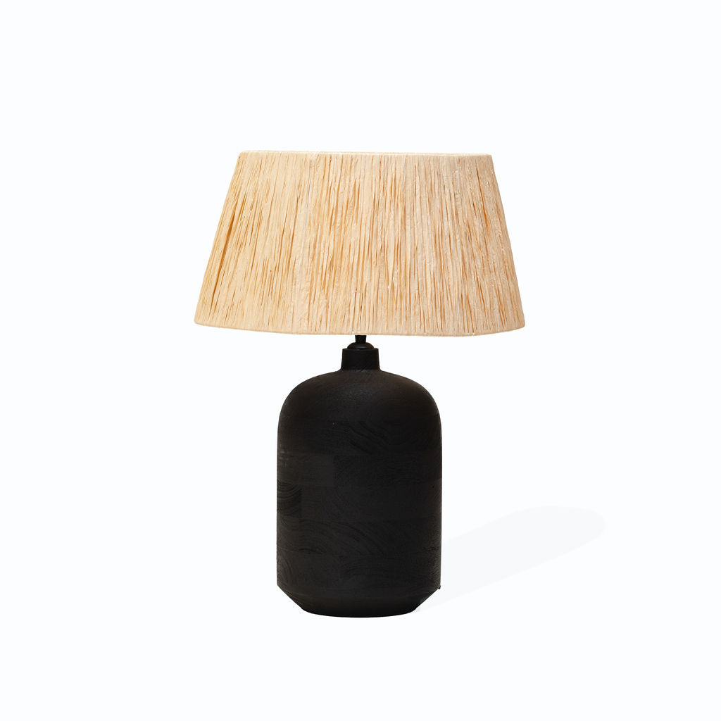 Easton, Black Sandblasted Medium Table Lamp with Raffia Shade