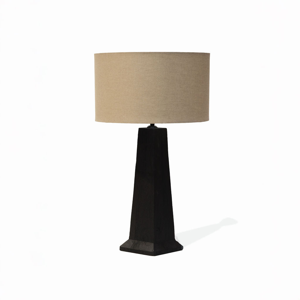 Saltford Large Black-stained Sandblasted Table Lamp, with Beige Linen Shade