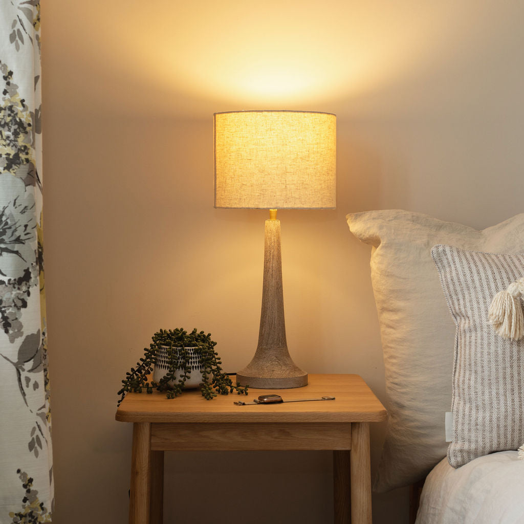 Backwell Sandblasted Small Table Lamp, with Cream Linen Shade