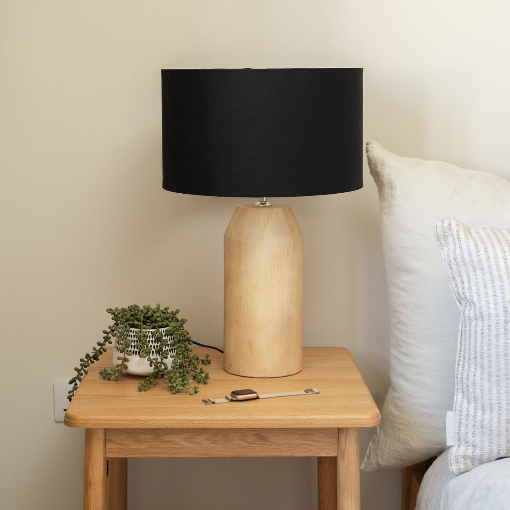 Ashton, Medium Wooden Table Lamp with Black Shade