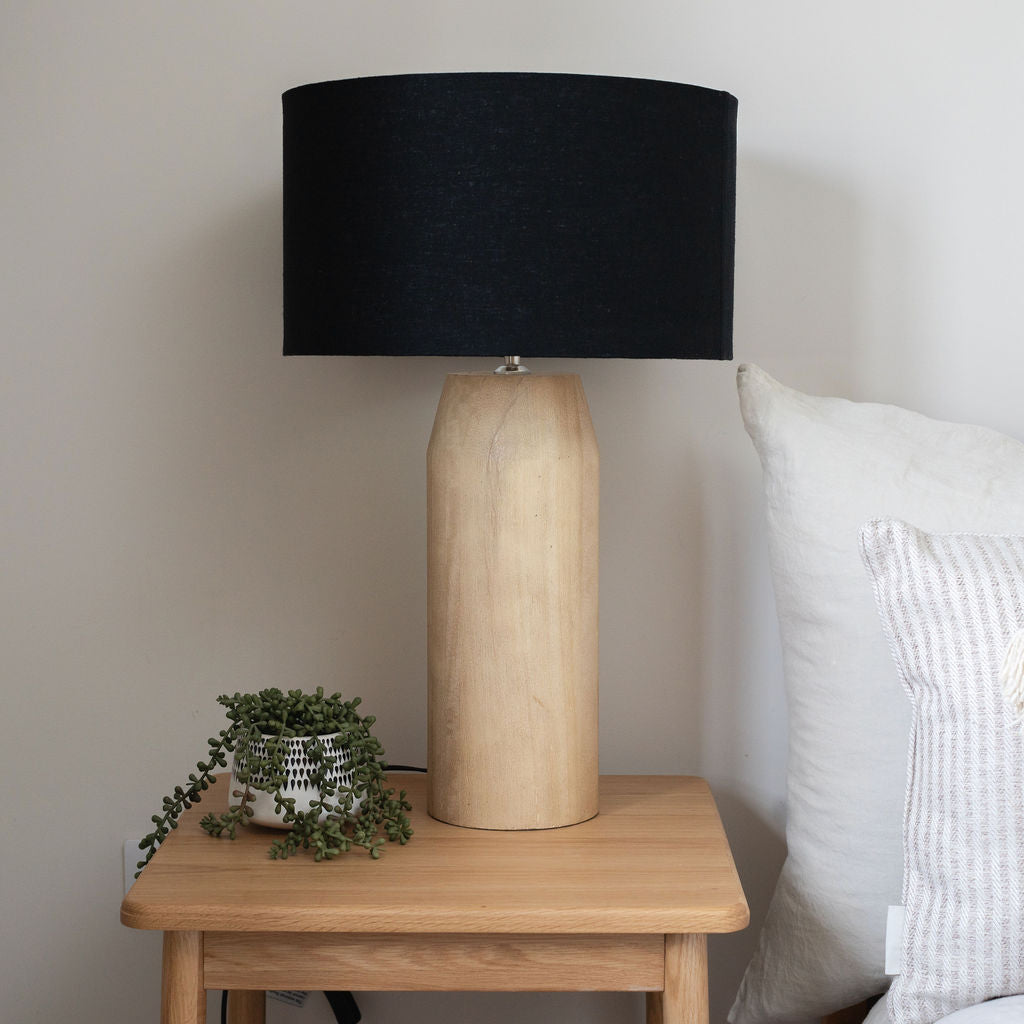 Ashton, Large wooden Table Lamp with Black Shade