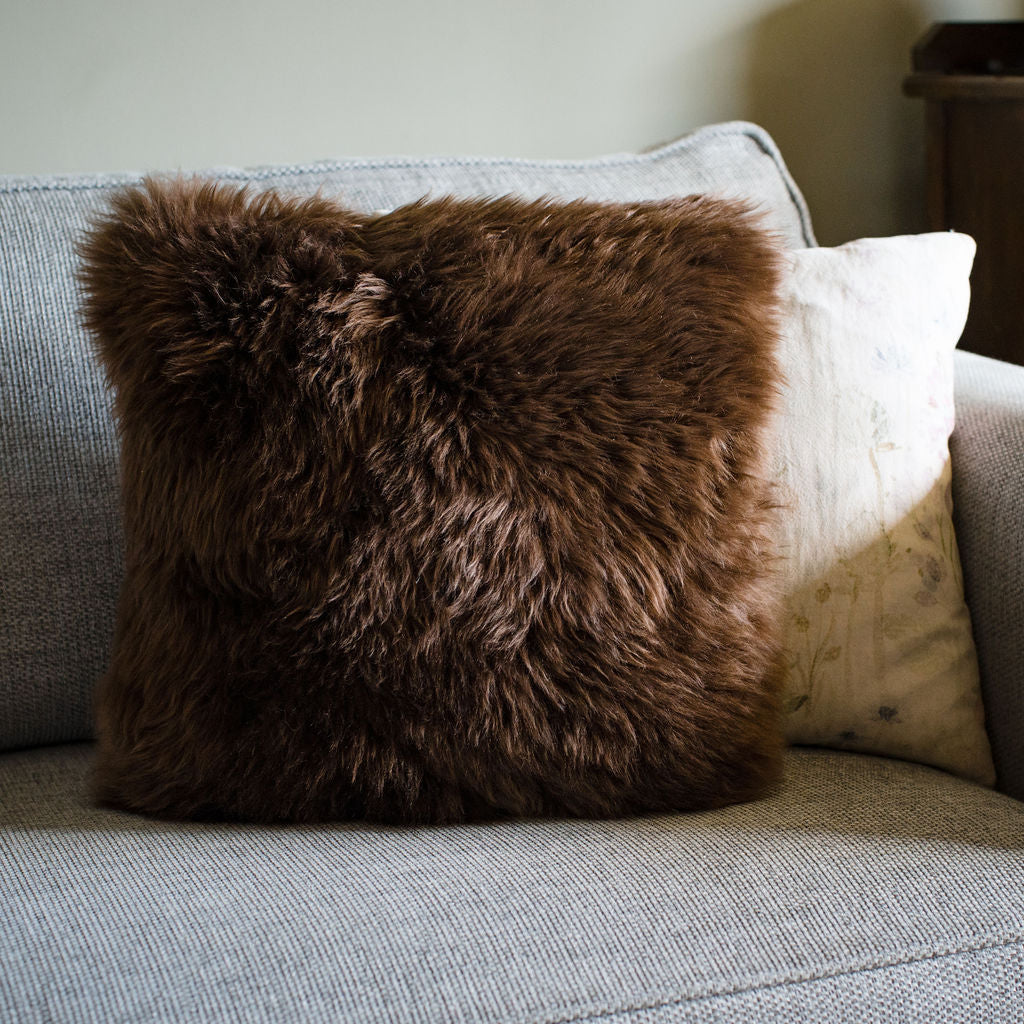 Chocolate Sheepskin Cushion Cover