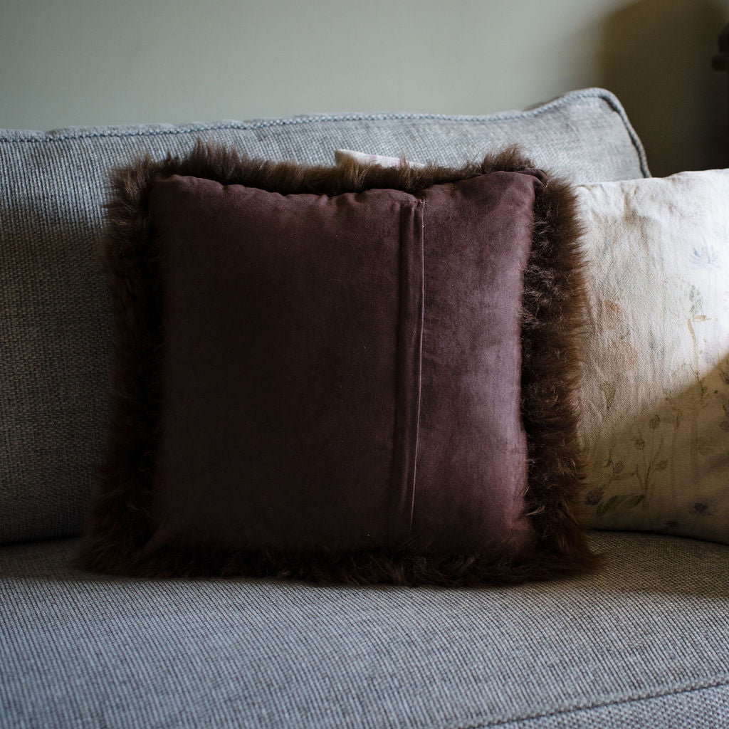 Chocolate Sheepskin Cushion Cover