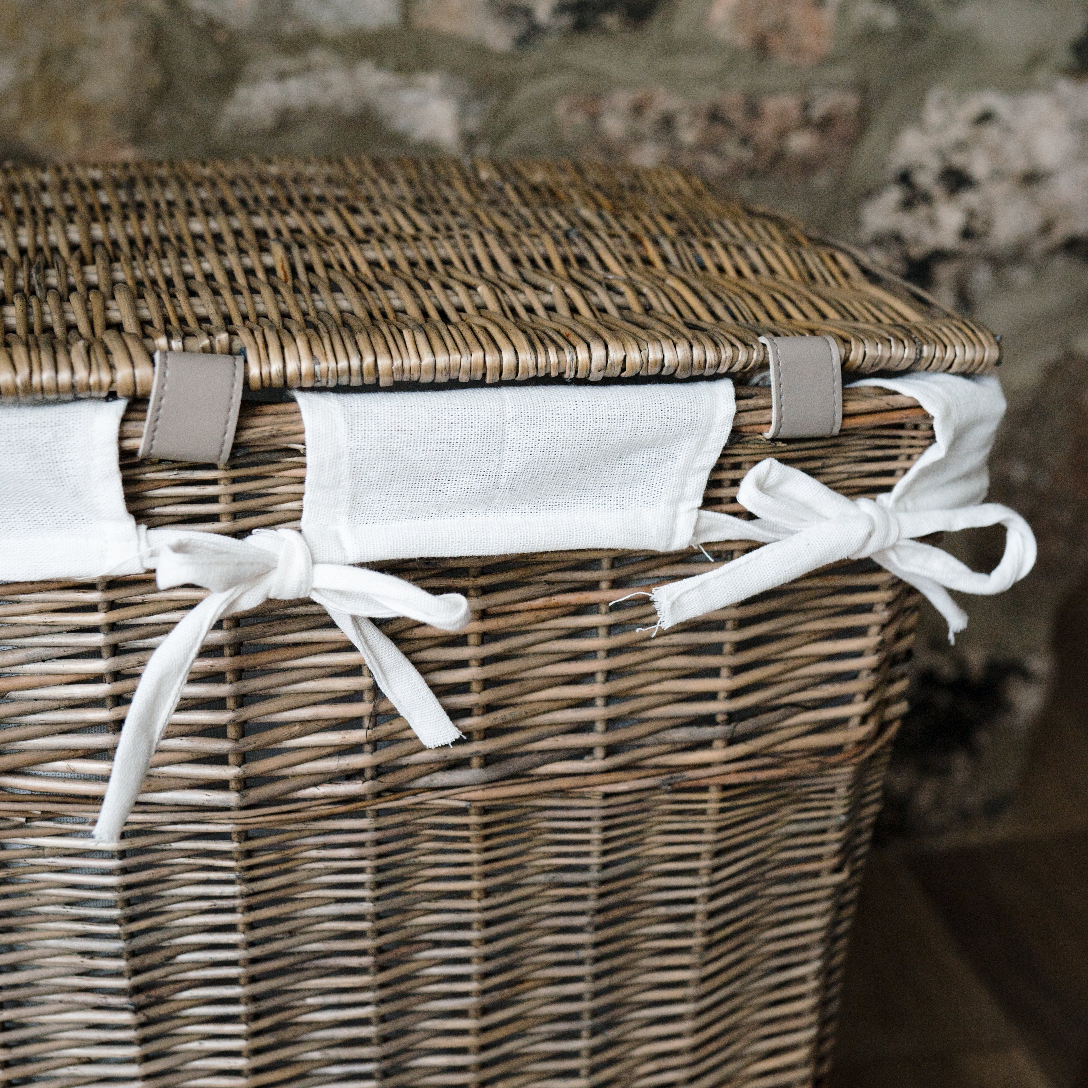 Antique Wash Wicker Laundry Basket