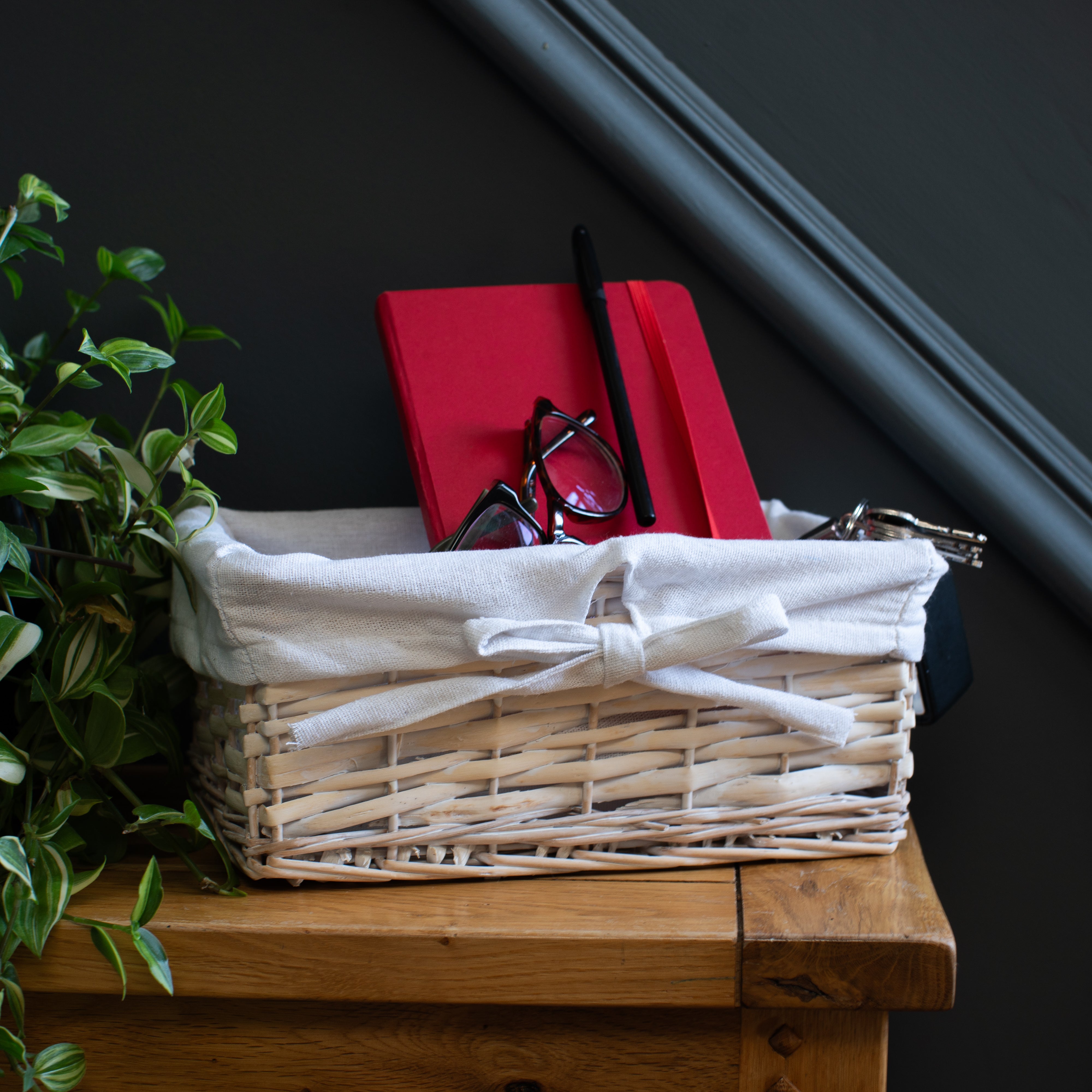 Whitewash Extra Small Wicker Tray