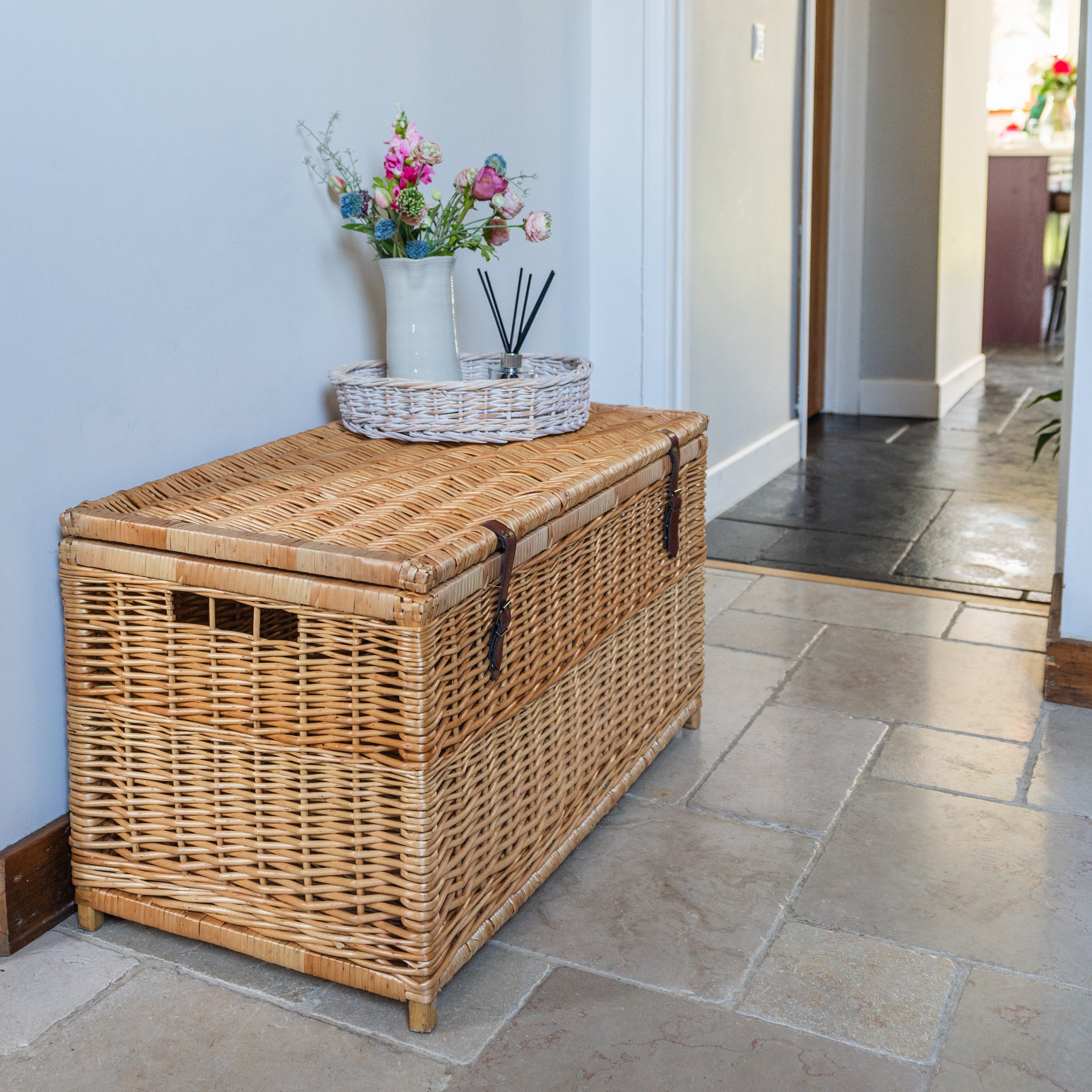 Deluxe Natural Lucca Wicker Storage Trunk