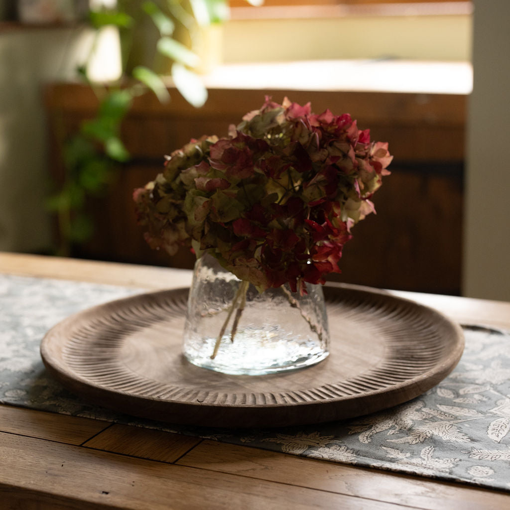 Doynton, Hand Carved  Round Tray with Detailed Edging