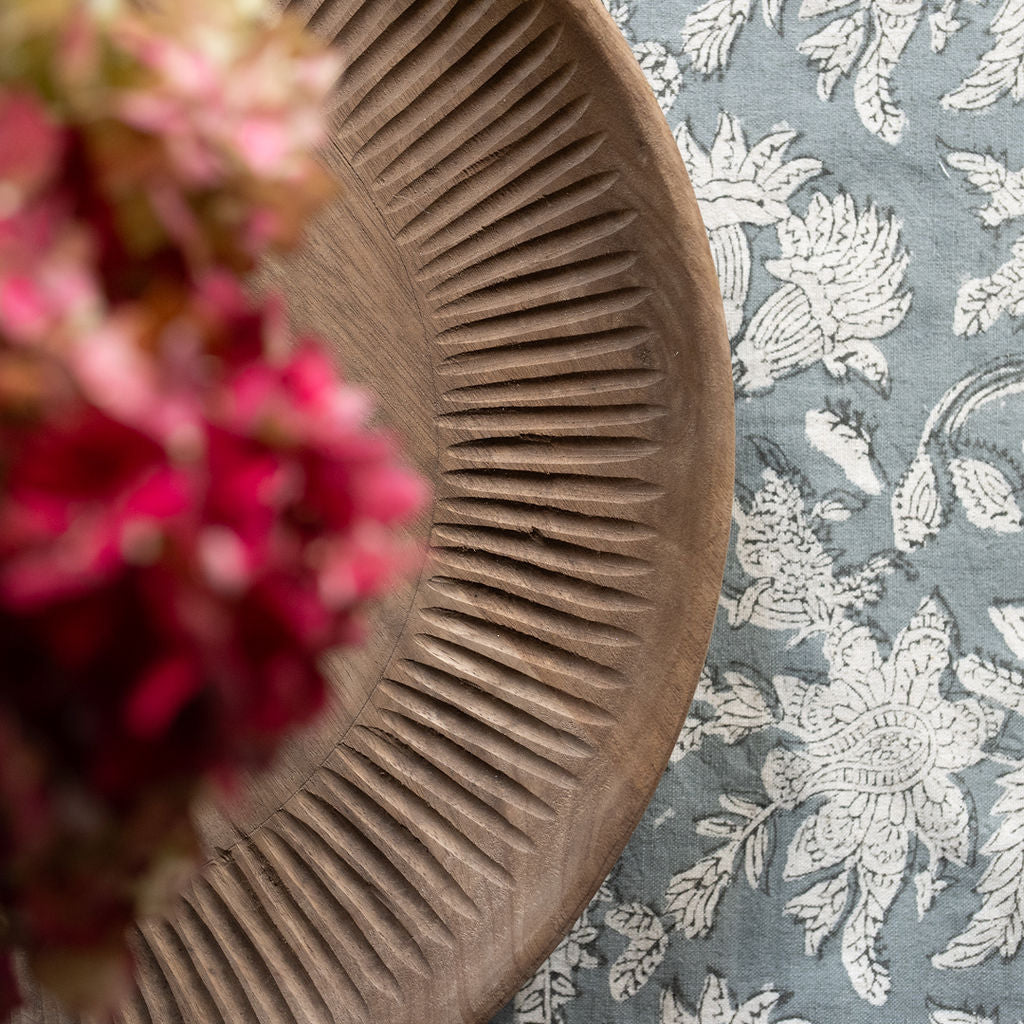 Doynton, Hand Carved  Round Tray with Detailed Edging