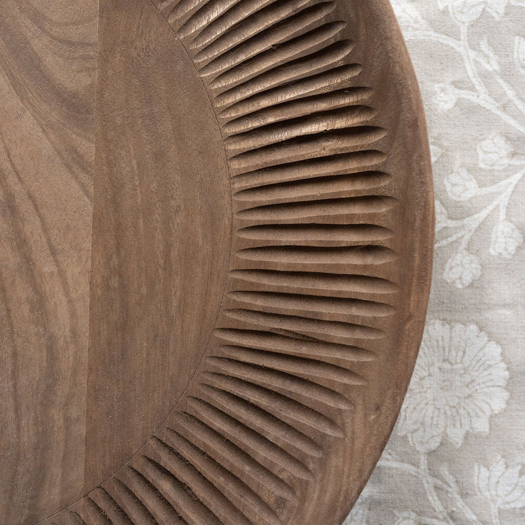 Doynton, Hand Carved  Round Tray with Detailed Edging