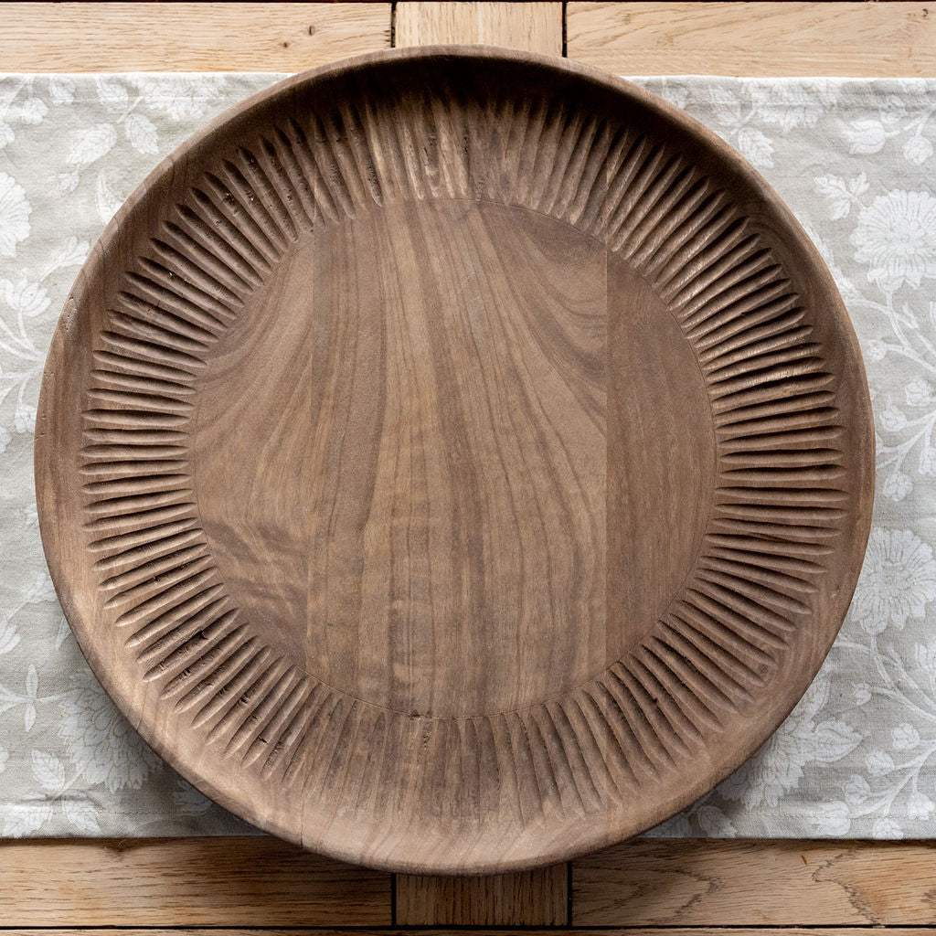 Doynton, Hand Carved  Round Tray with Detailed Edging