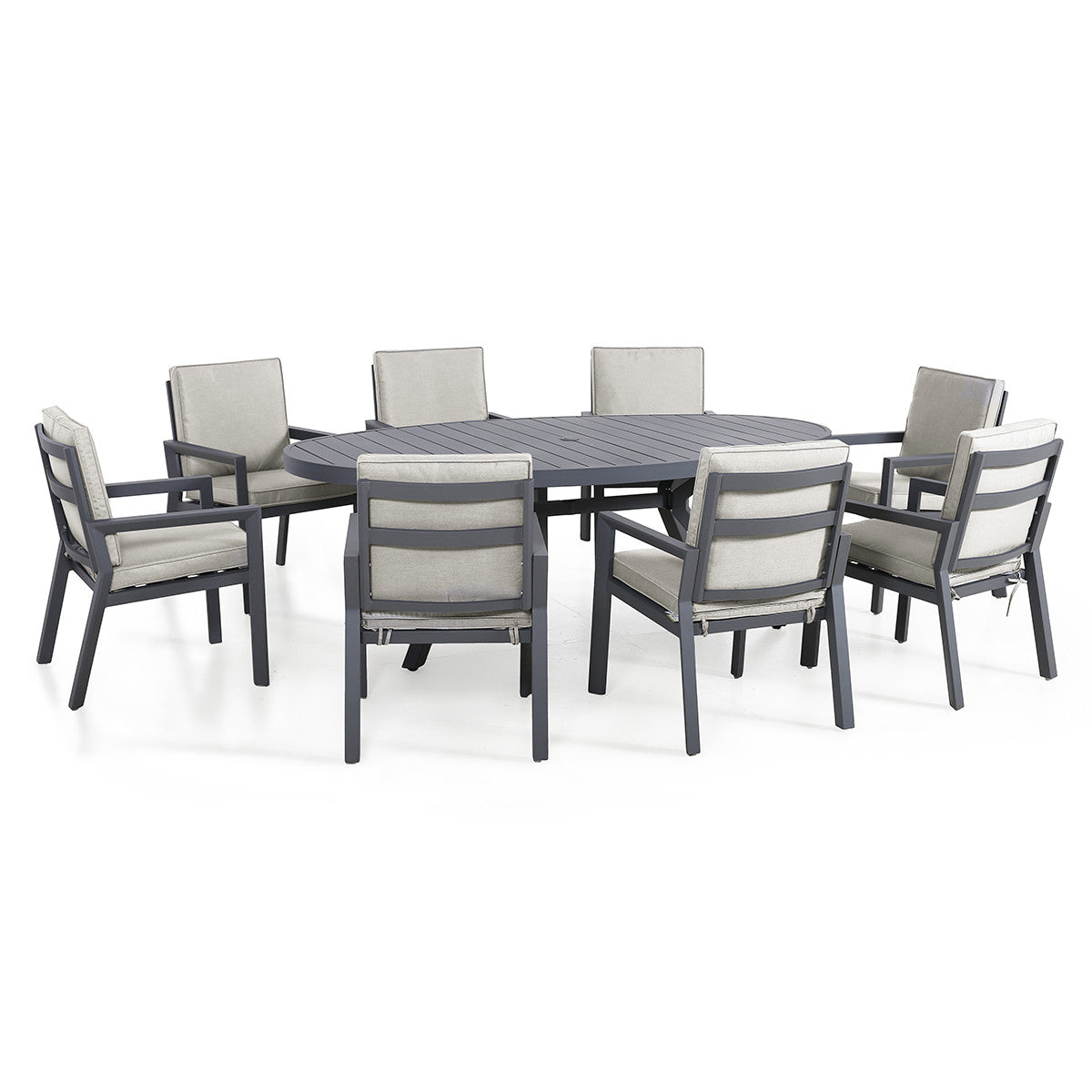New York 8 Seat Oval Dining Set / Dove Grey