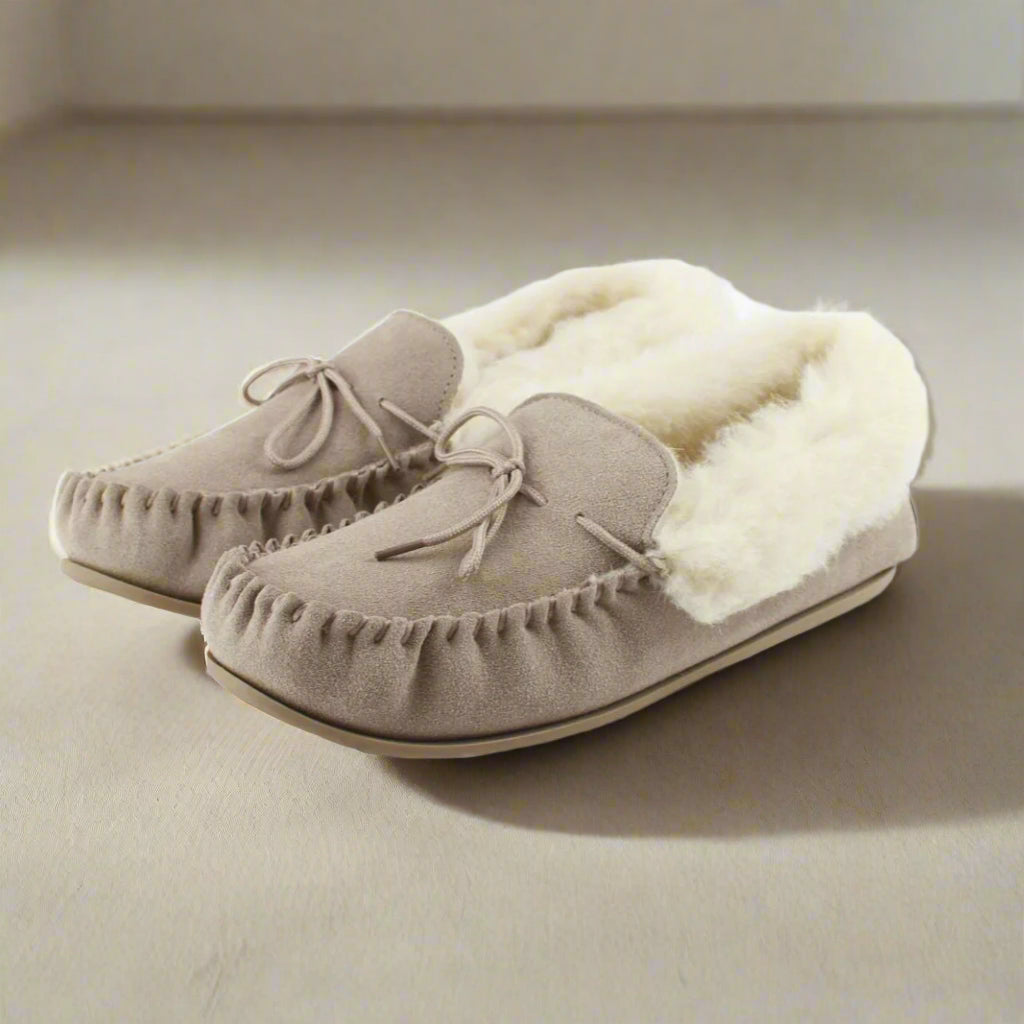 Willow Ladies Wool Lined Moccasin With Hard Sole
