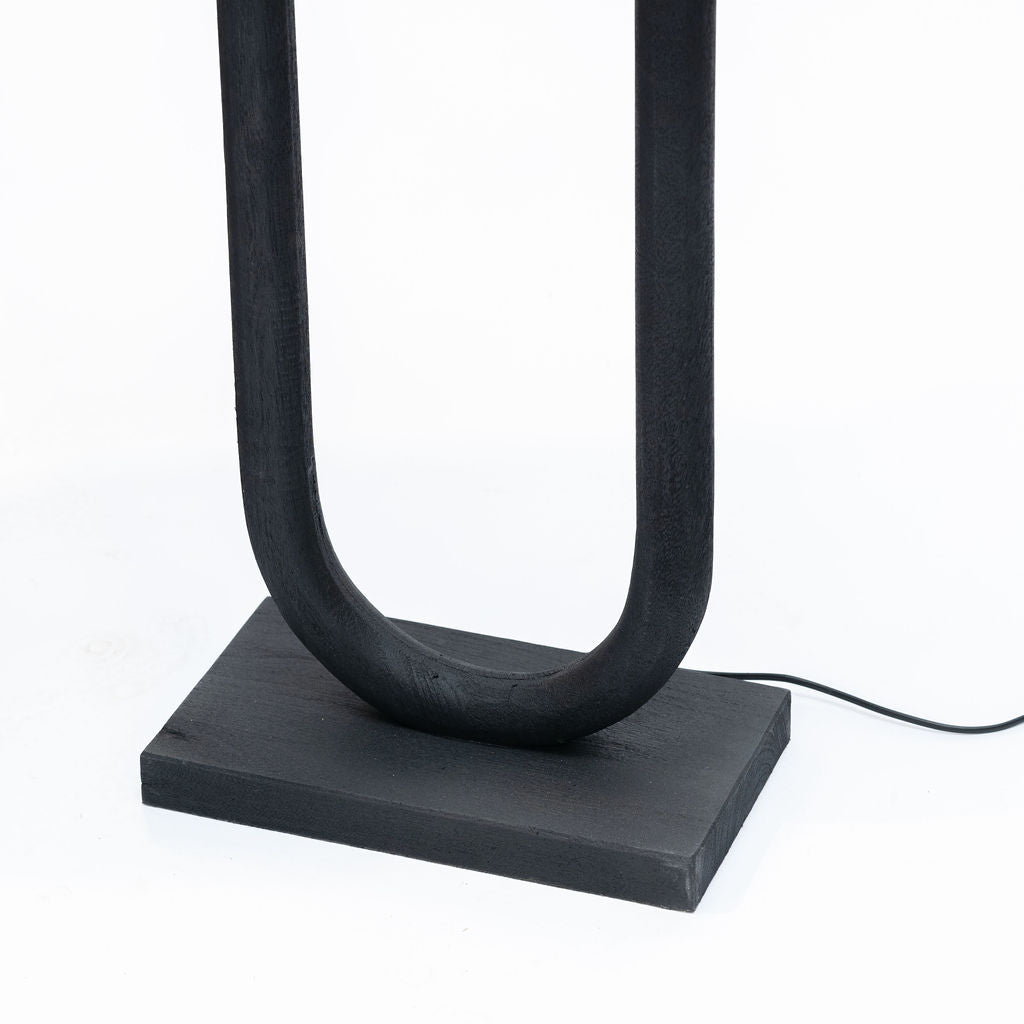 Kelston Floor Lamp, Hand-crafted from Mango Wood, Black Sandblasted