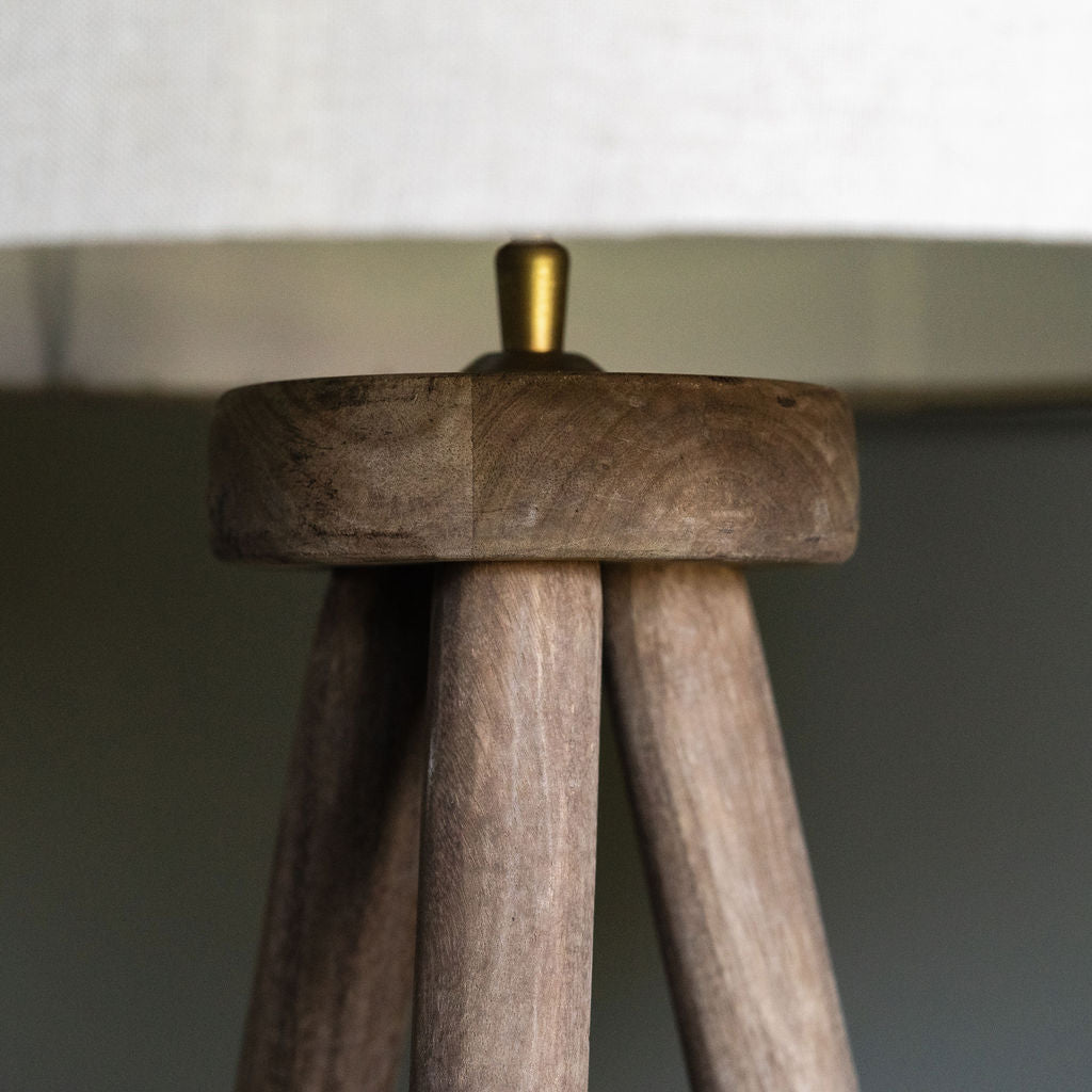 Pill Floor Lamp, with Hand-carved Mango Wooden Tri-pod base