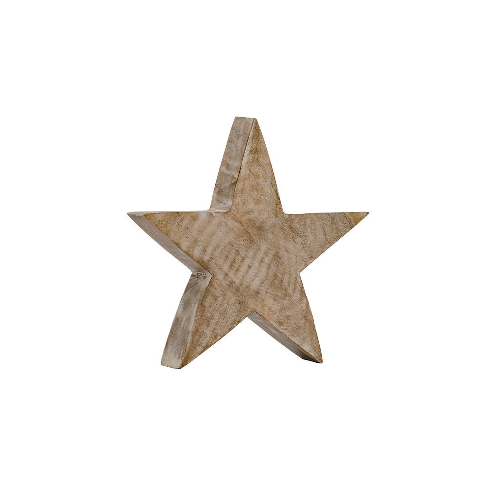 Hera, Whitewashed, Medium Wooden Free Standing Star