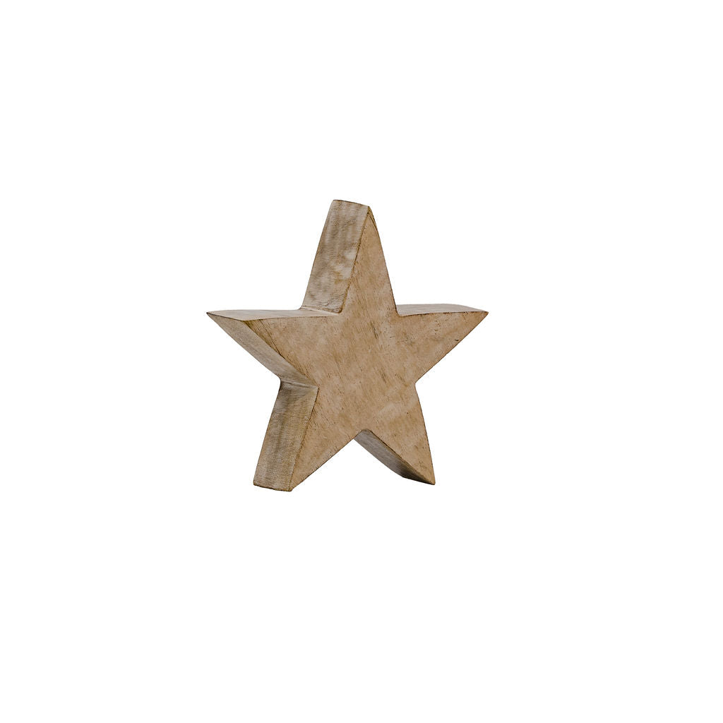 Hera, Whitewashed, Small Wooden Free Standing Star