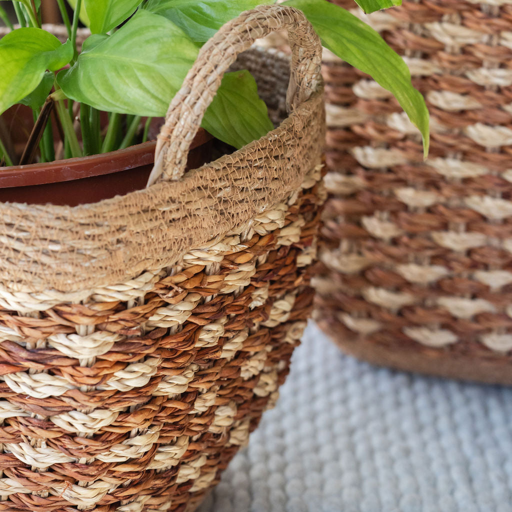 Karatoya Dual Toned Seagrass Storage Basket