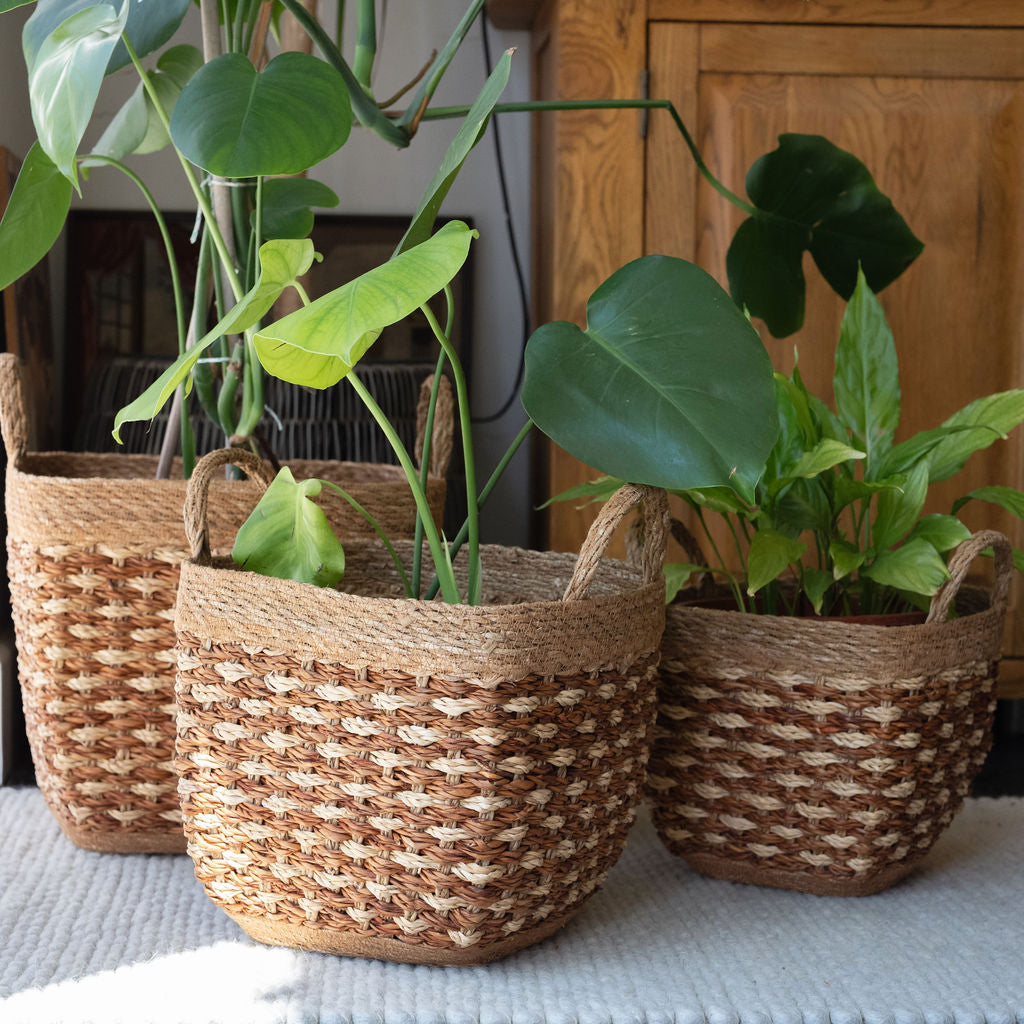 Karatoya Dual Toned Seagrass Storage Basket