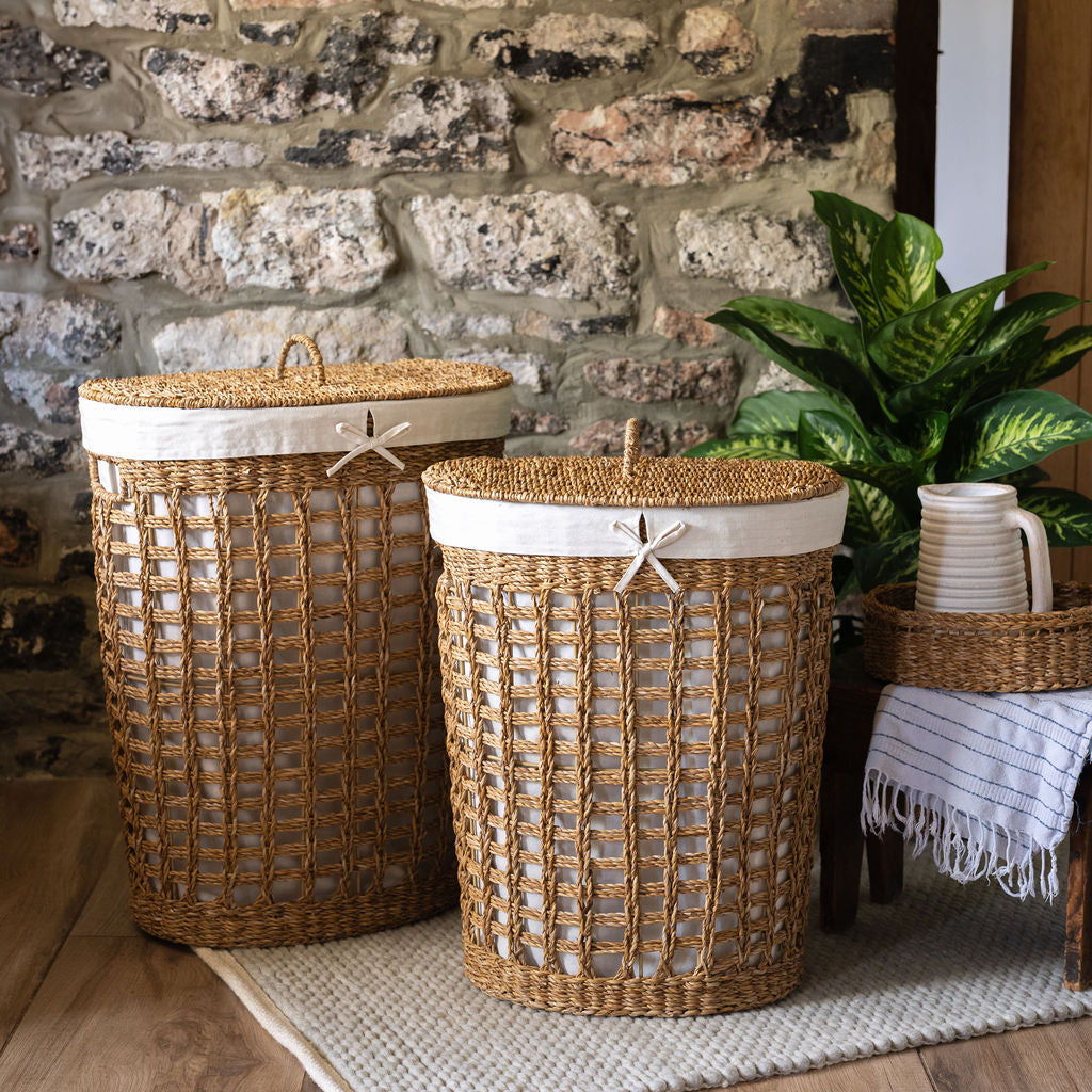 Bhodra Lined Seagrass Laundry Basket