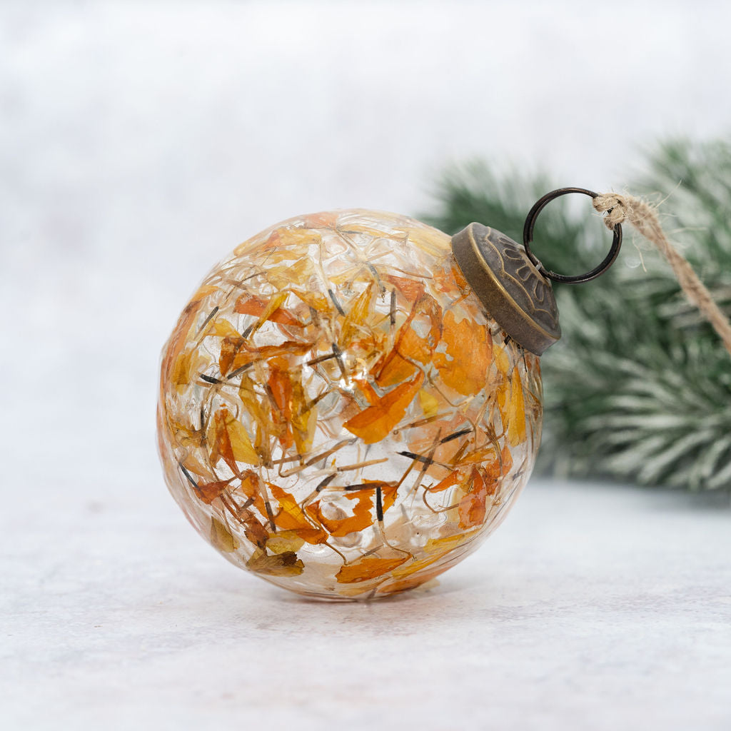3" Amber Botanical Bauble