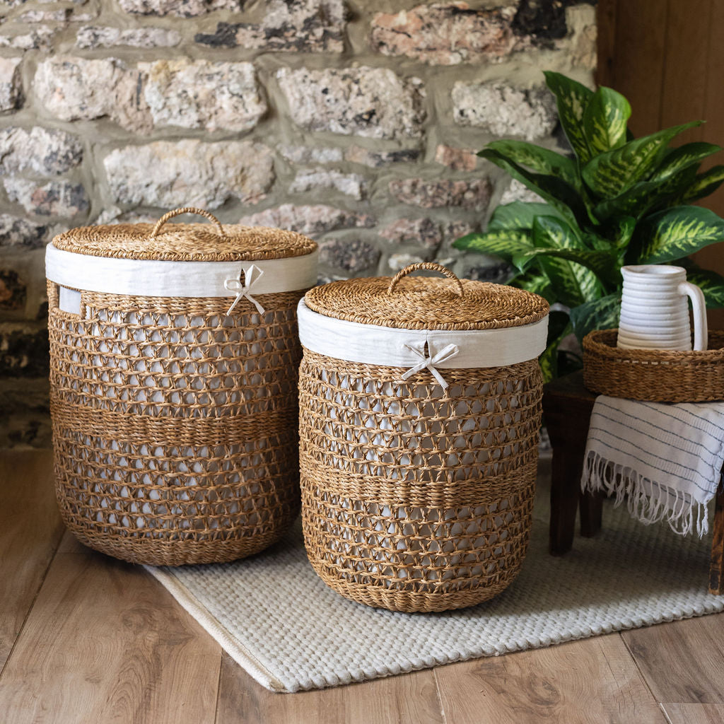 Atrai Lined Seagrass Laundry Basket
