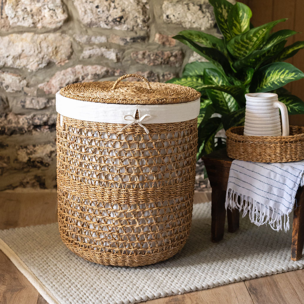 Atrai Lined Seagrass Laundry Basket