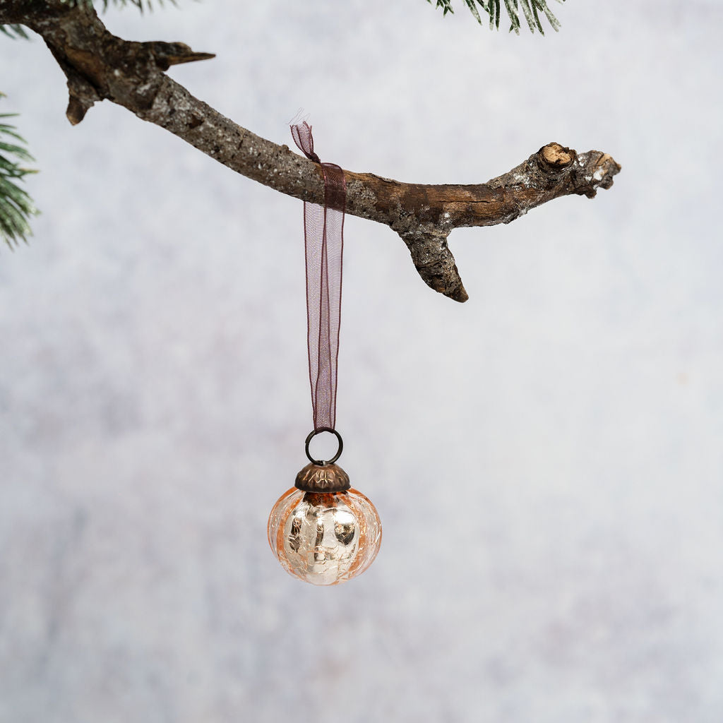 Set of 6 Small 1" Rose Crackle Rib Balls