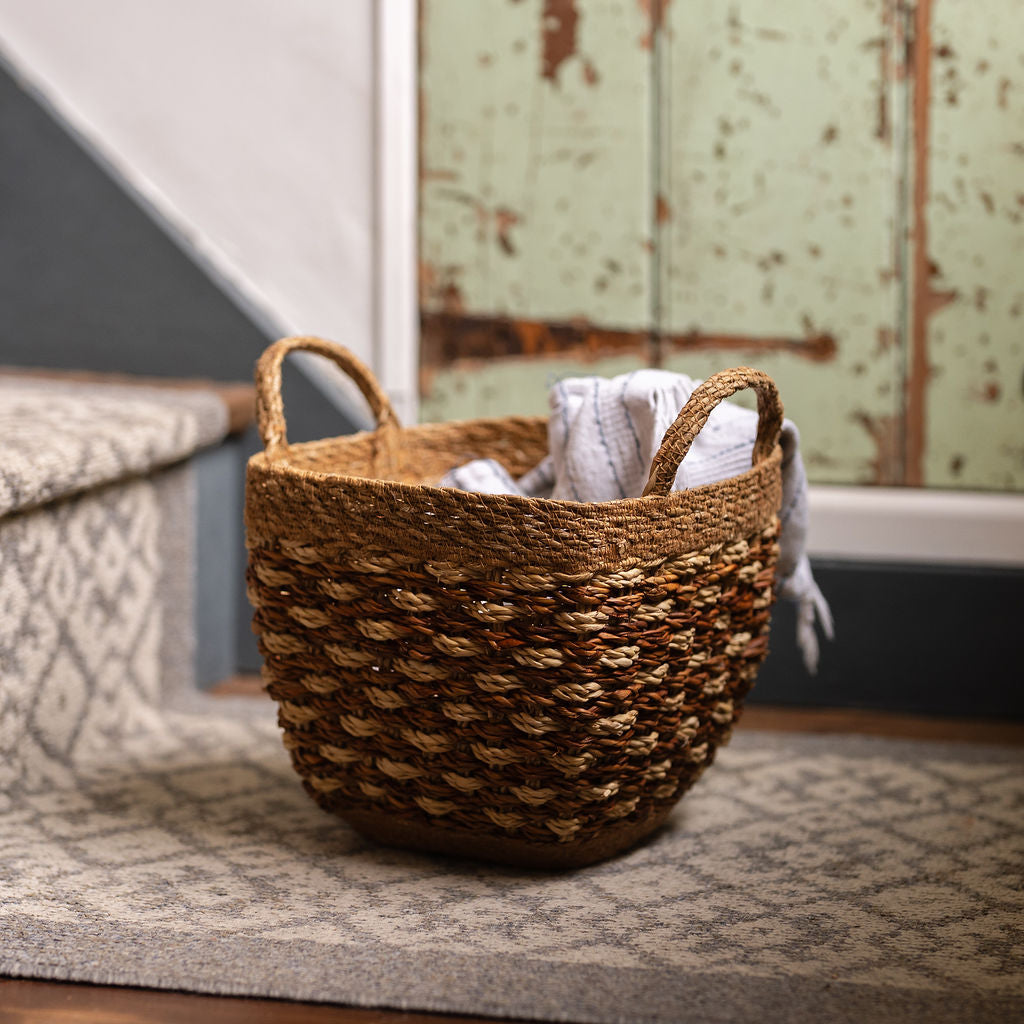Karatoya Dual Toned Seagrass Storage Basket