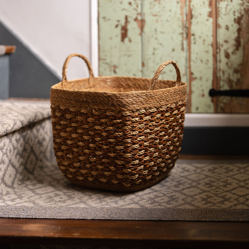 Karatoya Dual Toned Seagrass Storage Basket
