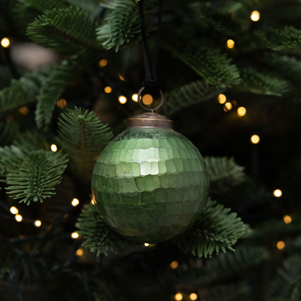 3" Evergreen Cut Glass Rustic Christmas Bauble