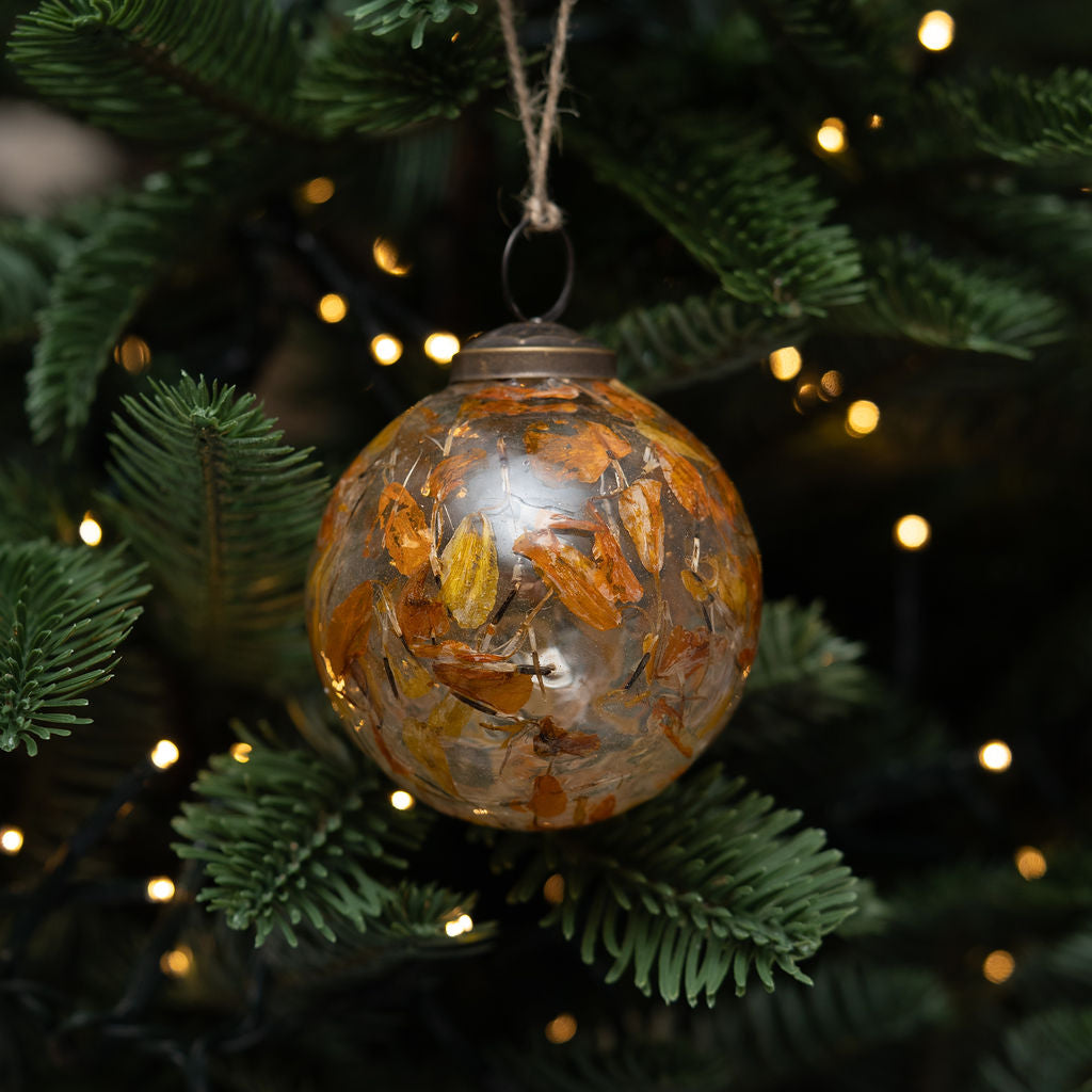 3" Amber Botanical Bauble