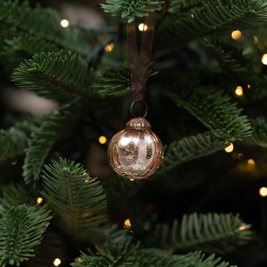 Set of 6 Small 1" Rose Crackle Rib Balls