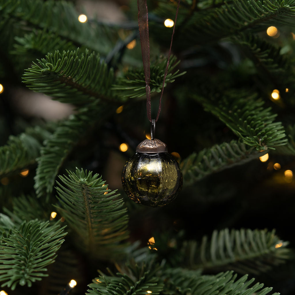 Set of 6 Small 1" Olive Crackle Rib Balls