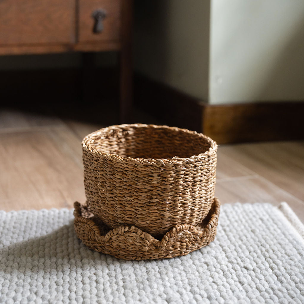 Bangali Scallop Lidded Storage Basket