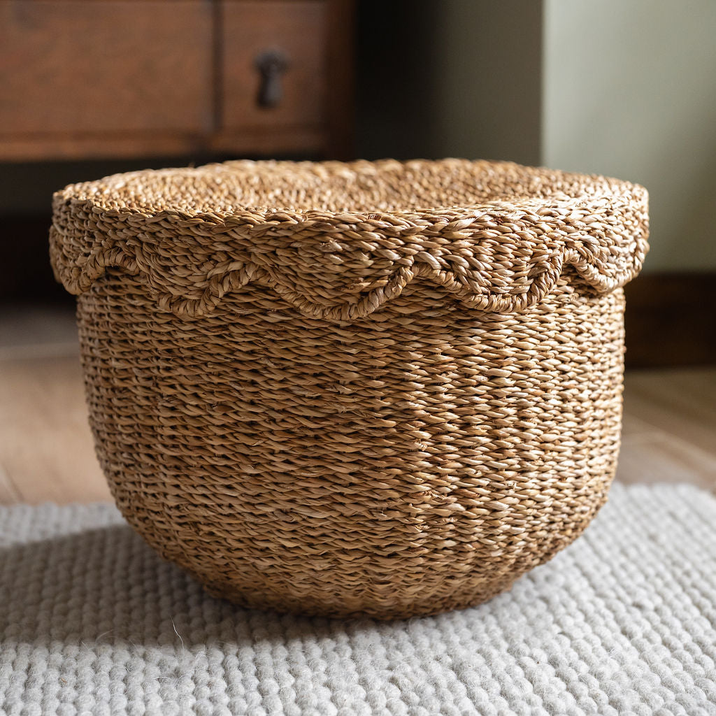 Bangali Scallop Lidded Storage Basket