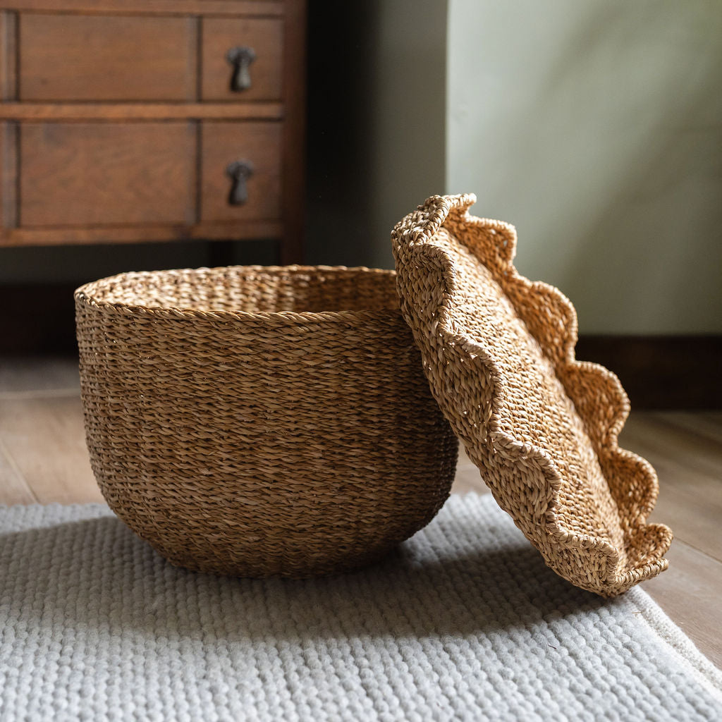 Bangali Scallop Lidded Storage Basket