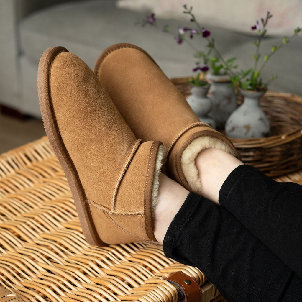 Ladies 'Natasha' Sheepskin Ankle Boots - Chestnut