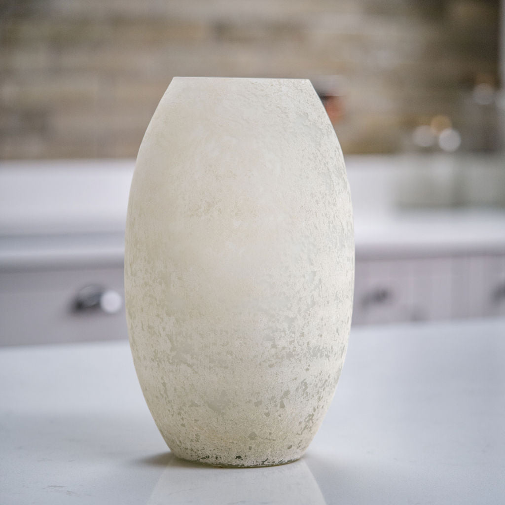 Akira Rustic Cream Finished Glass Vase