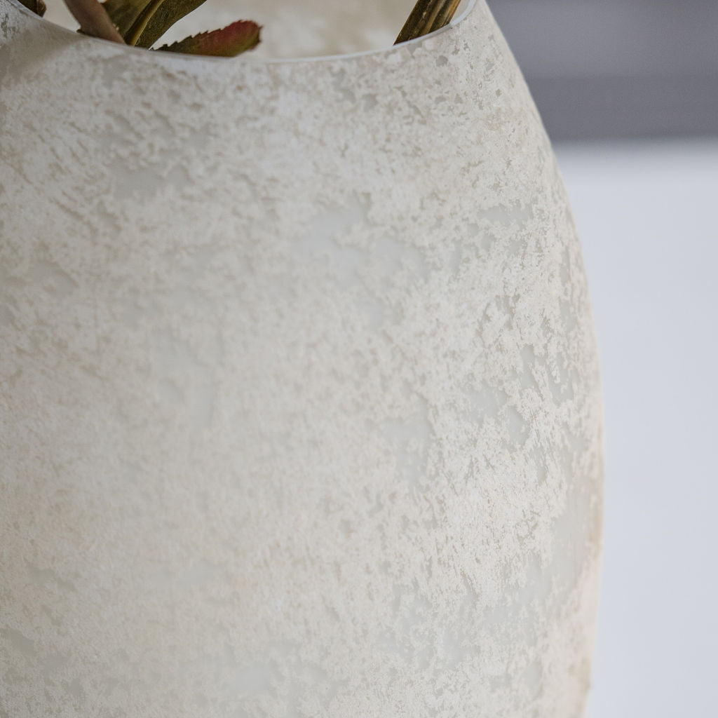 Akira Rustic Cream Finished Glass Vase