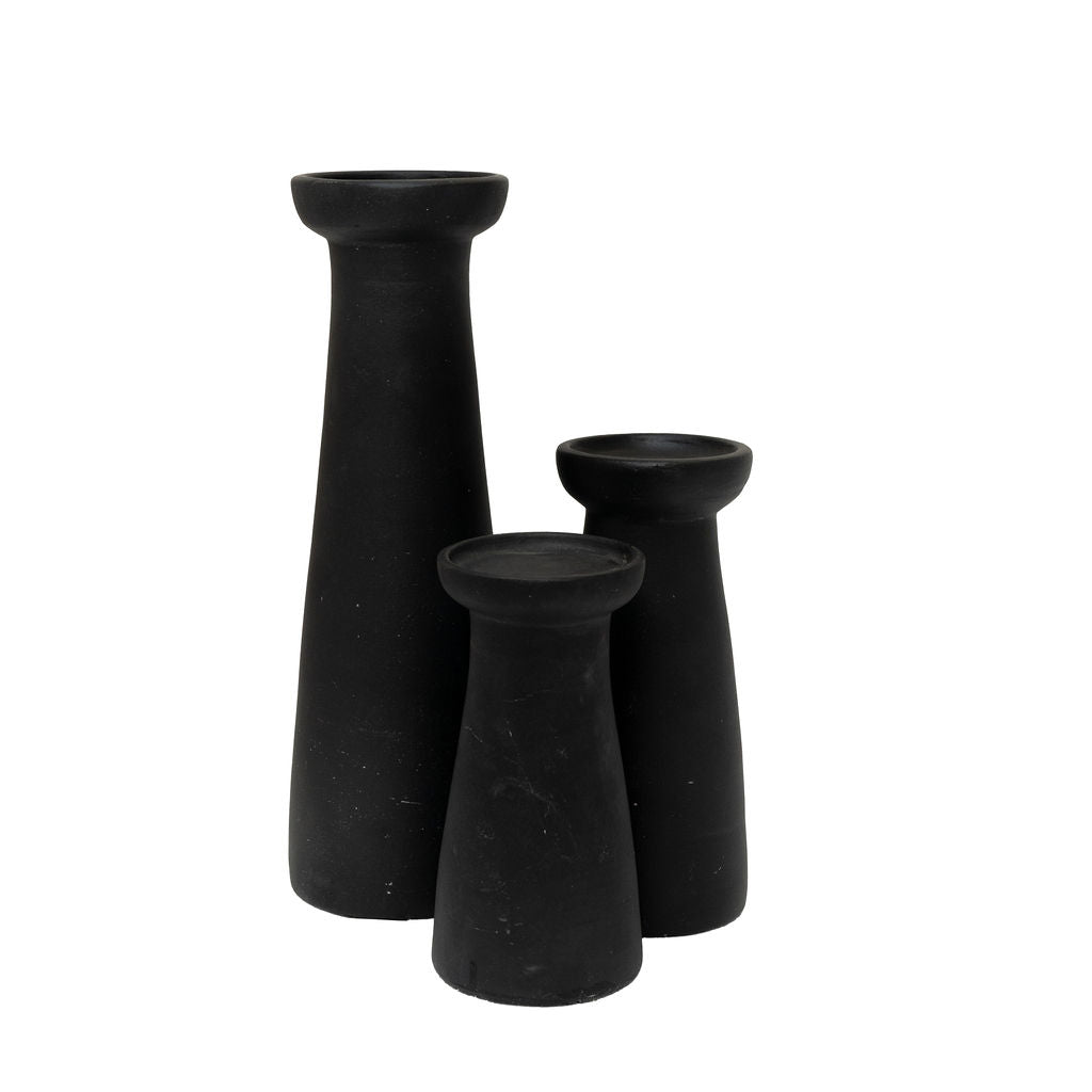 Irthing - Black Terracotta Piller Candle Holder