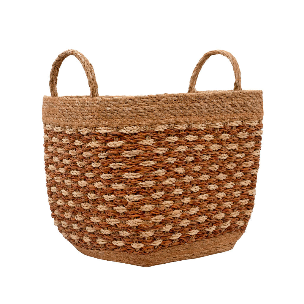 Karatoya Dual Toned Seagrass Storage Basket