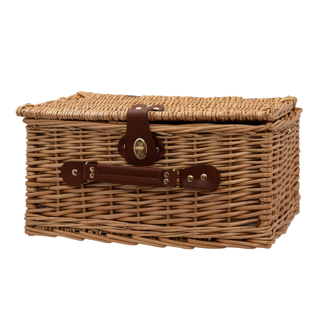 4 Person Antique Wash Navy Diamond Picnic Basket