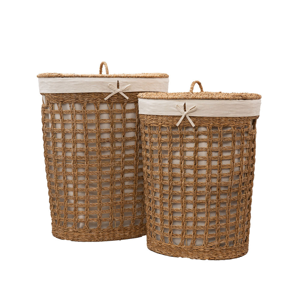 Bhodra Lined Seagrass Laundry Basket