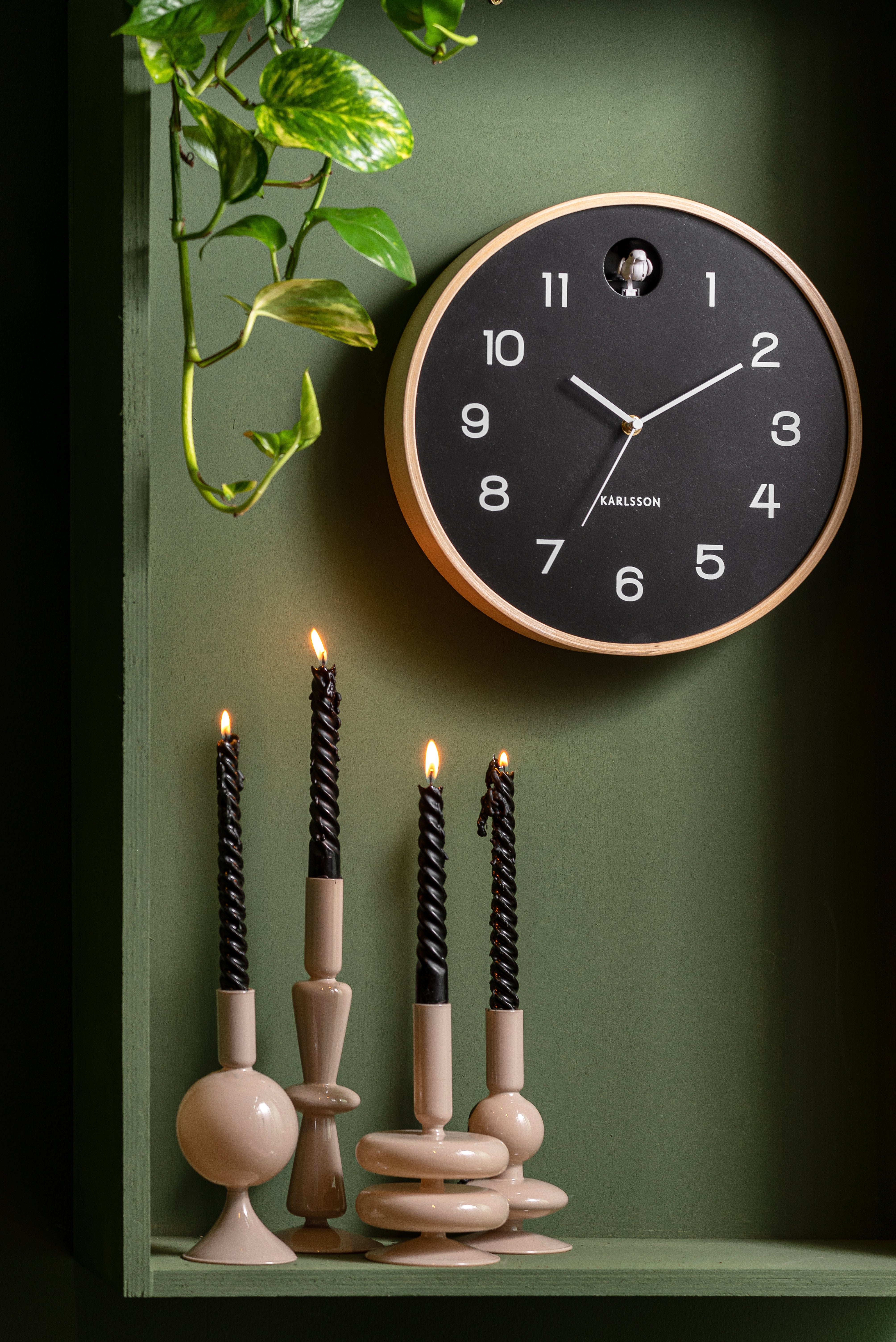 Karlsson Round Wall Clock Natural Cuckoo