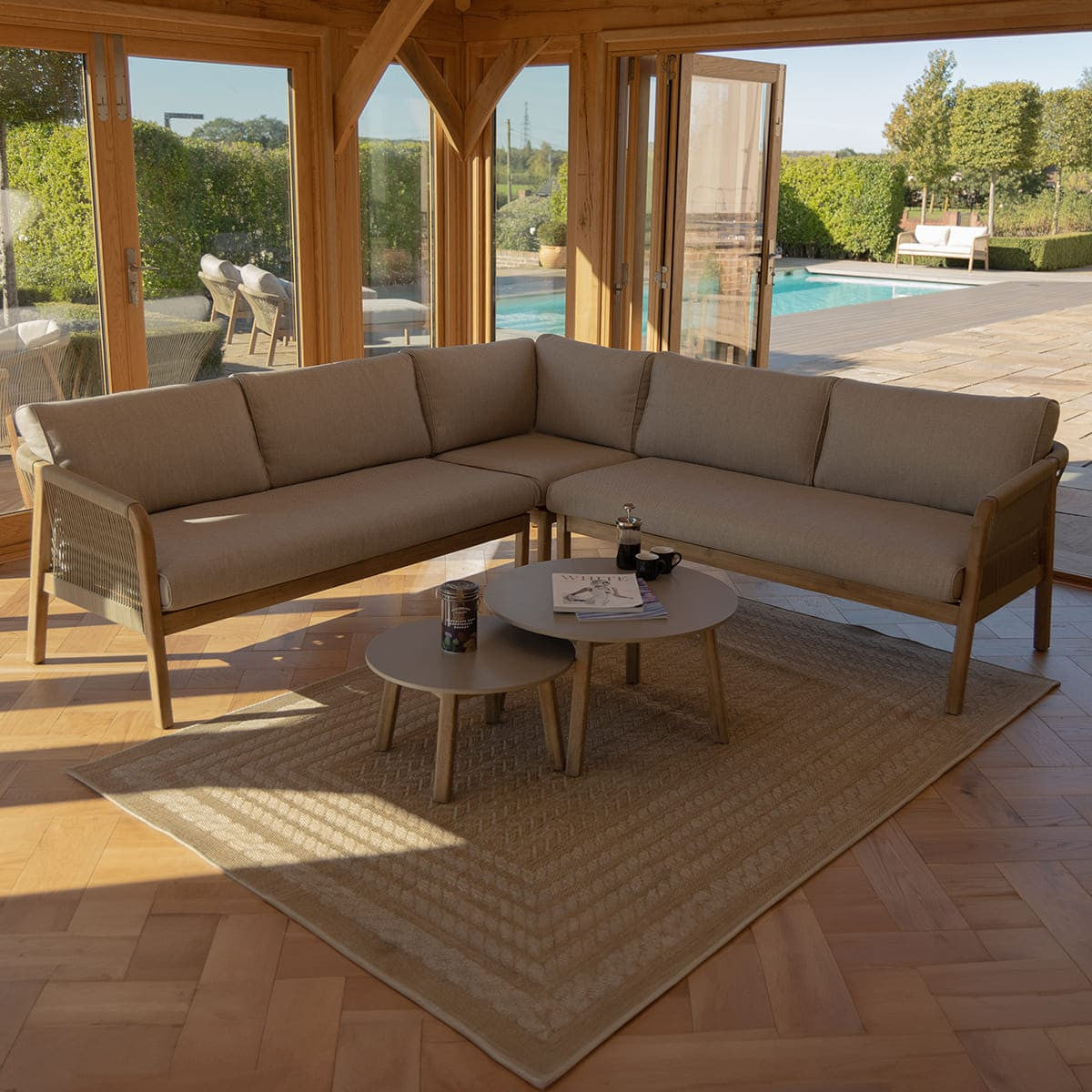 Martinique Corner Sofa Set - Light Brown