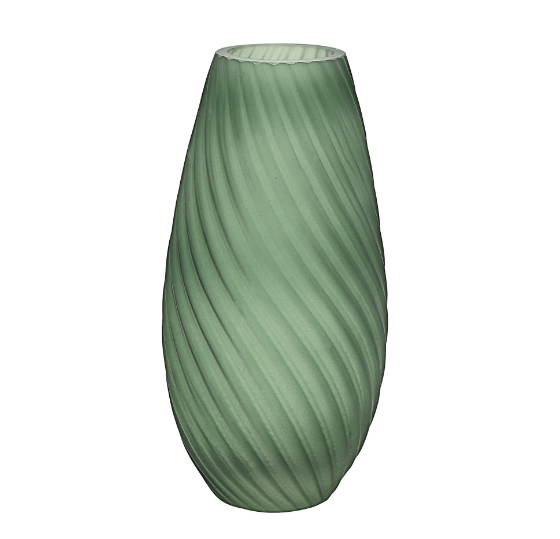 Handmade Coloured Oval Glass Vase with Ribbed Detailing