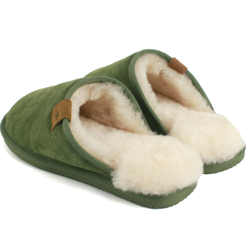 Men's Ellis Sheepskin Lined Slipper Mule - Olive/Natural