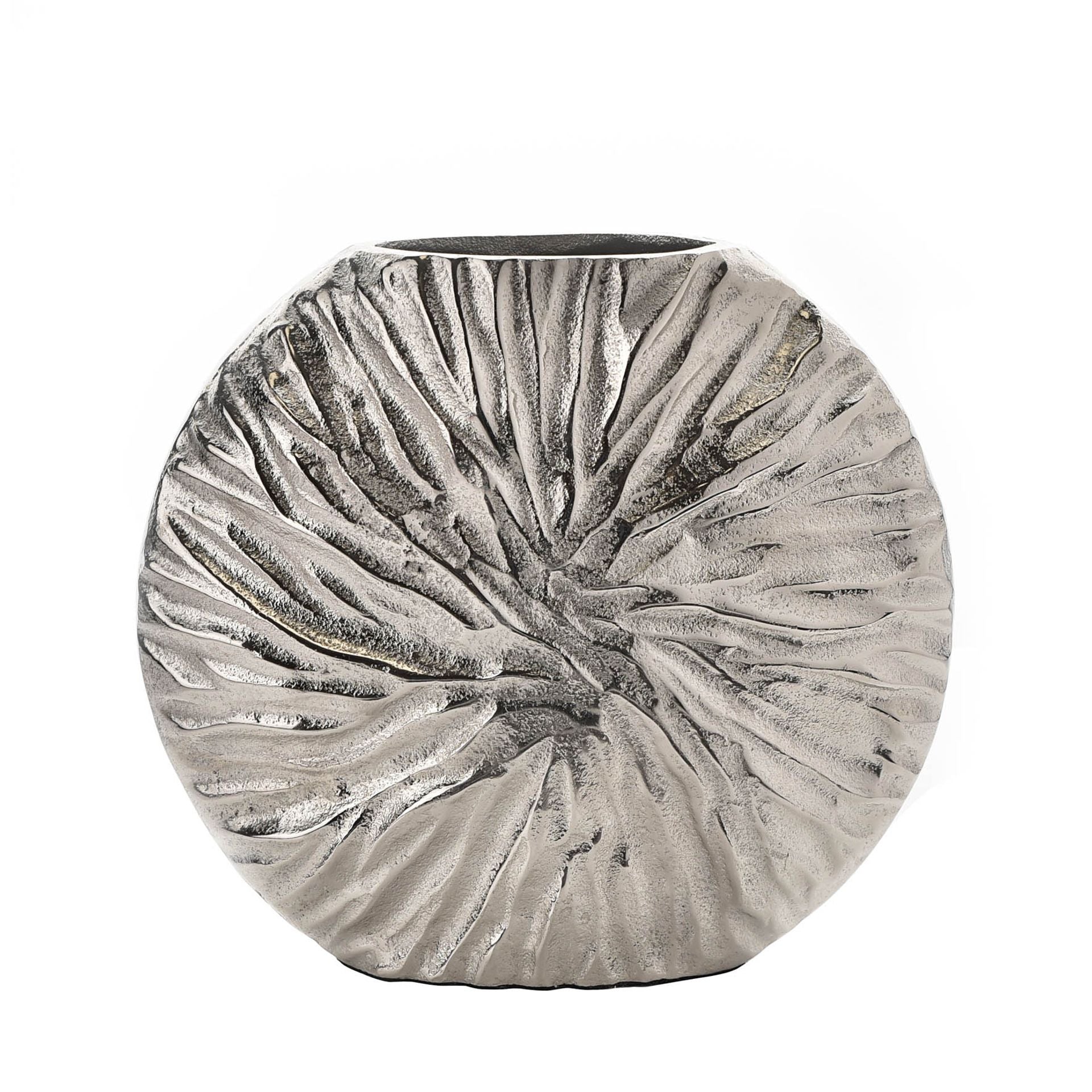 Silver Metal Textured Round Vase